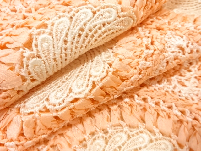  リボン刺繍花模様ショール